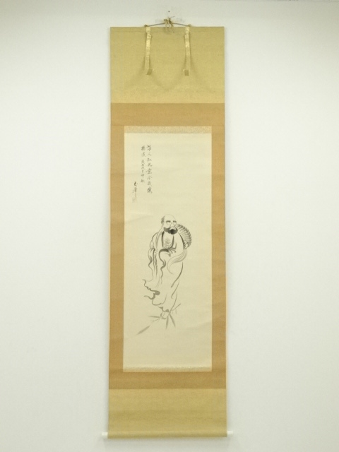 JAPANESE HANGING SCROLL / HAND PAINTED / BODHIDHARMA